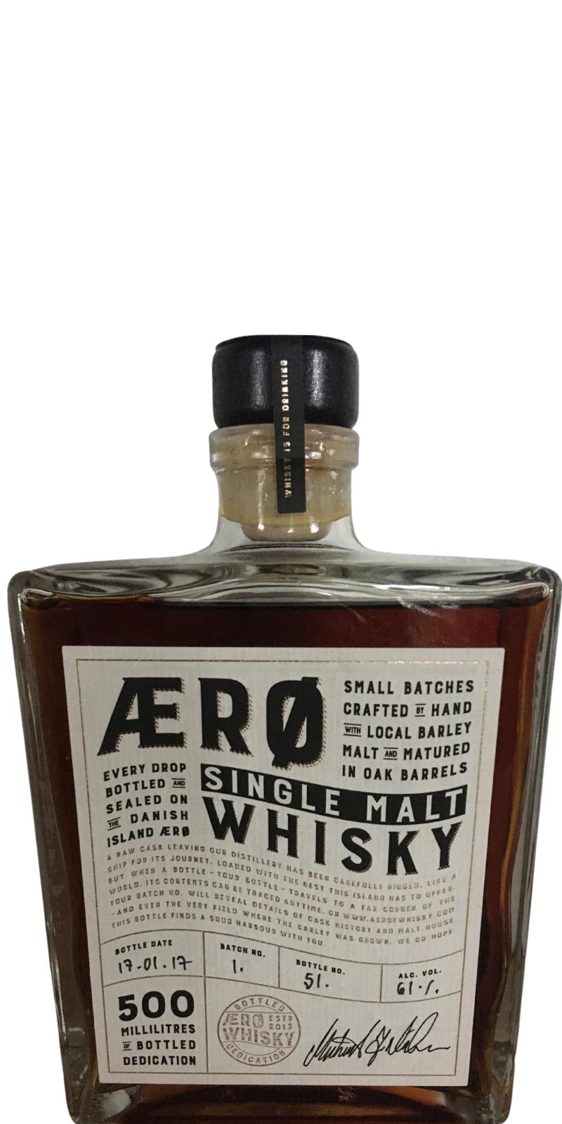 AEro Whisky Single Malt Whisky Ex-Bourbon American White Oak 61% 500ml
