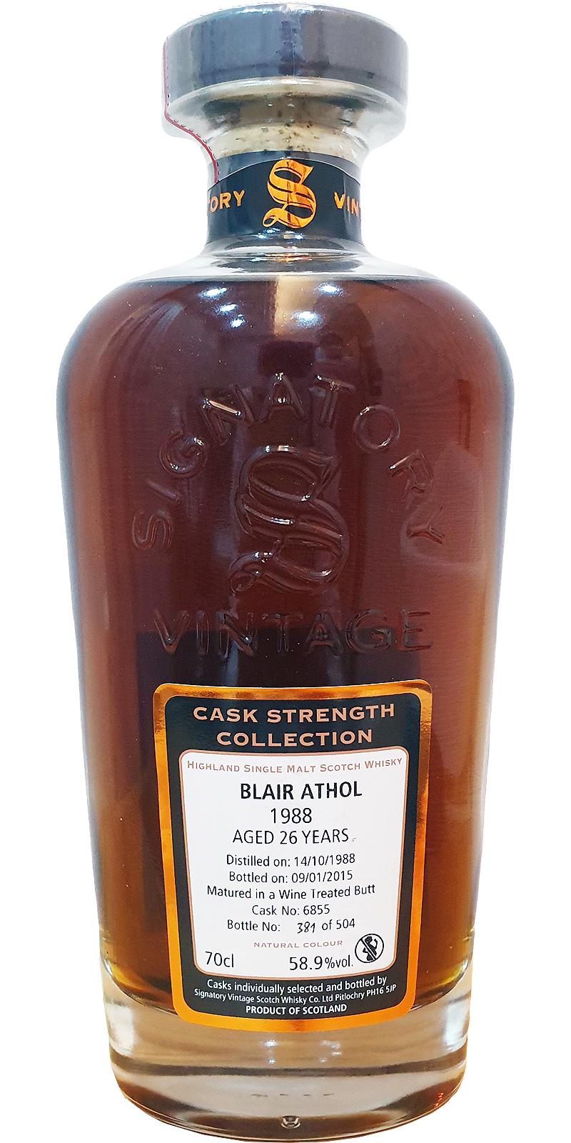 Blair Athol 1988 SV Cask Strength Collection Wine Treated Butt #6855 58.9% 700ml