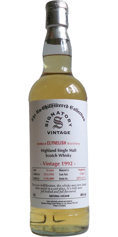 Clynelish 1992 SV The Un-Chillfiltered Collection 17256 + 57 46% 700ml