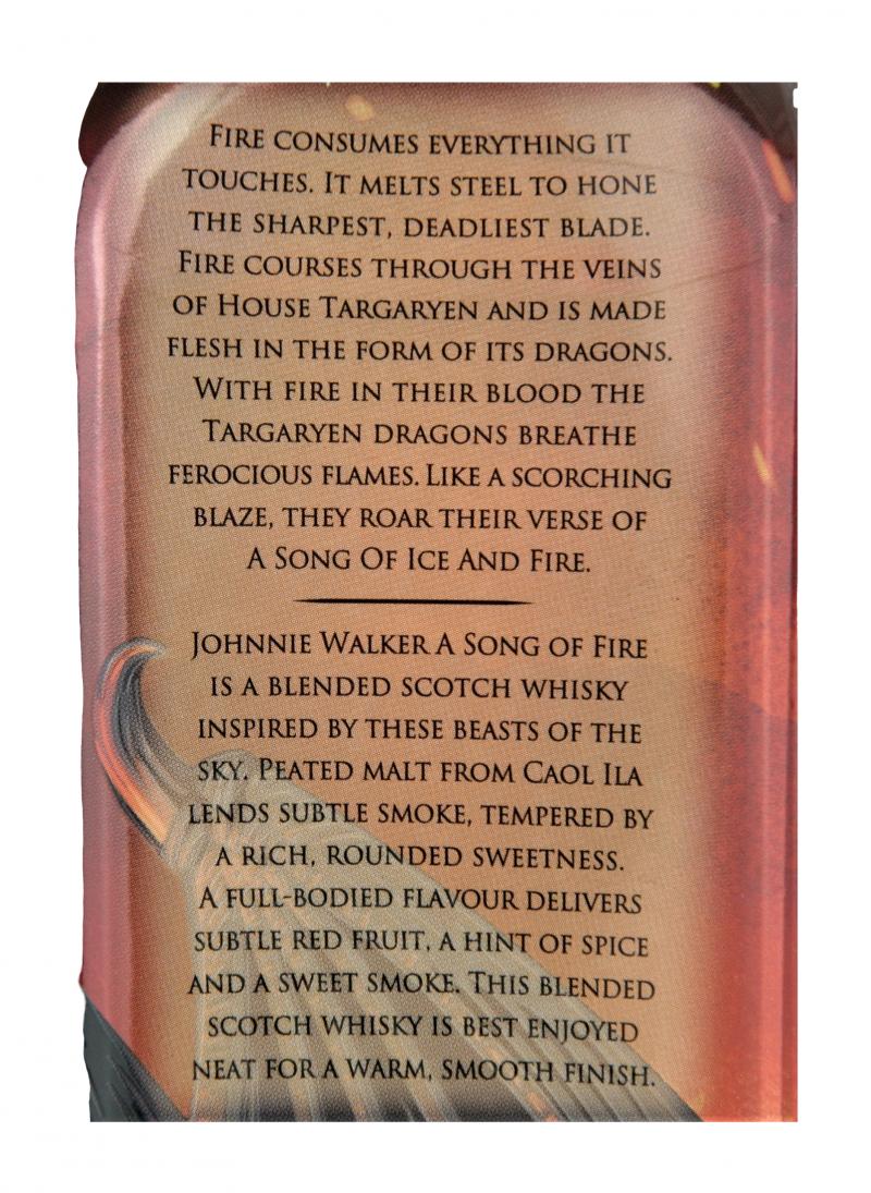 Johnnie Walker A Song Of Fire Ratings And Reviews Whiskybase