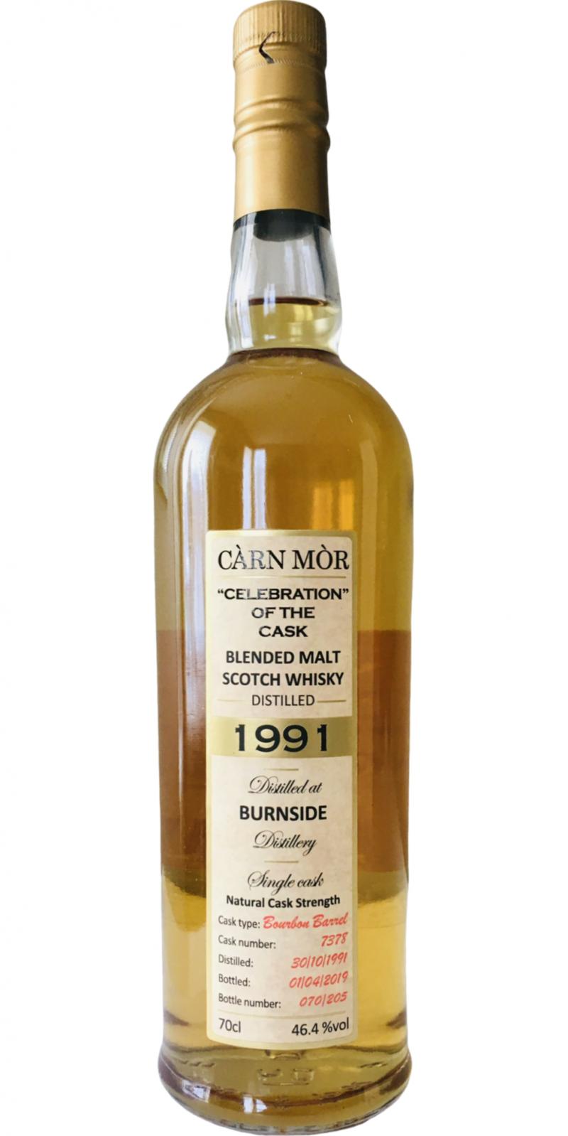 Burnside 1991 MMcK Carn Mor Celebration of the Cask Bourbon Barrel #7378 46.4% 700ml