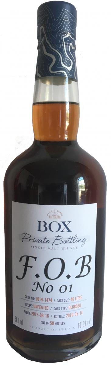 Box 2012 F.O.B No 01 Oloroso Sherry 2014-1474 60.3% 500ml