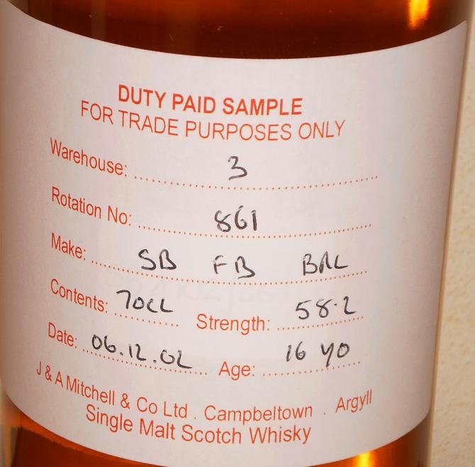 Springbank 2002 Duty Paid Sample For Trade Purposes Only Fresh Bourbon Barrel Rotation 861 58.2% 700ml