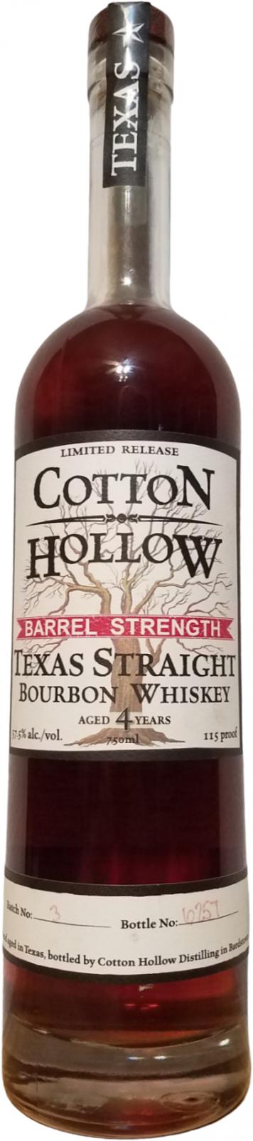 Cotton Hollow 4yo Kentucky Straight Bourbon Whisky Batch 3 57.5% 750ml