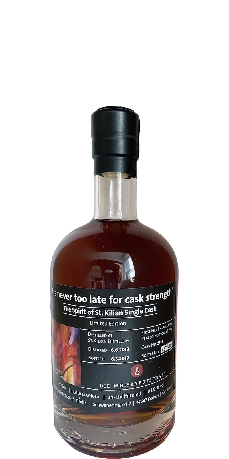 St. Kilian 2018 WBot Limited Edition for Die Whiskybotschaft 1st Fill Ex-Amarone #2519 63% 500ml