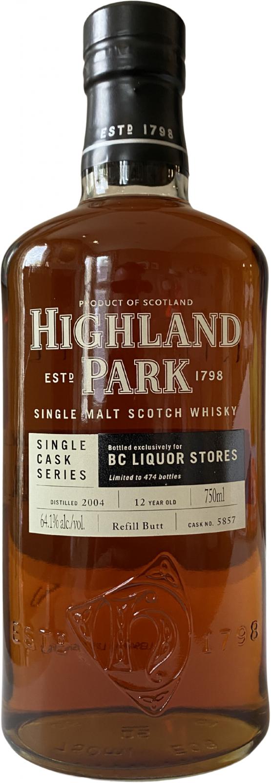 Highland Park 2004 Single Cask Series Refill Butt #5857 BC Liquor Stores Exclusive 64.1% 700ml