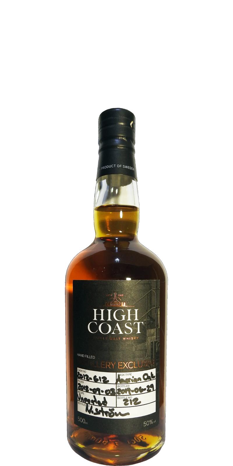 High Coast 2012 Distillery Exclusive Hand Filled American Oak 2012-612 50% 500ml