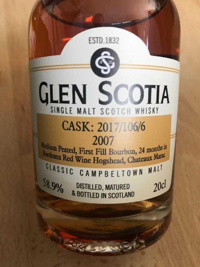Glen Scotia 2007 2017/106/6 Distillery Shop 58.9% 200ml