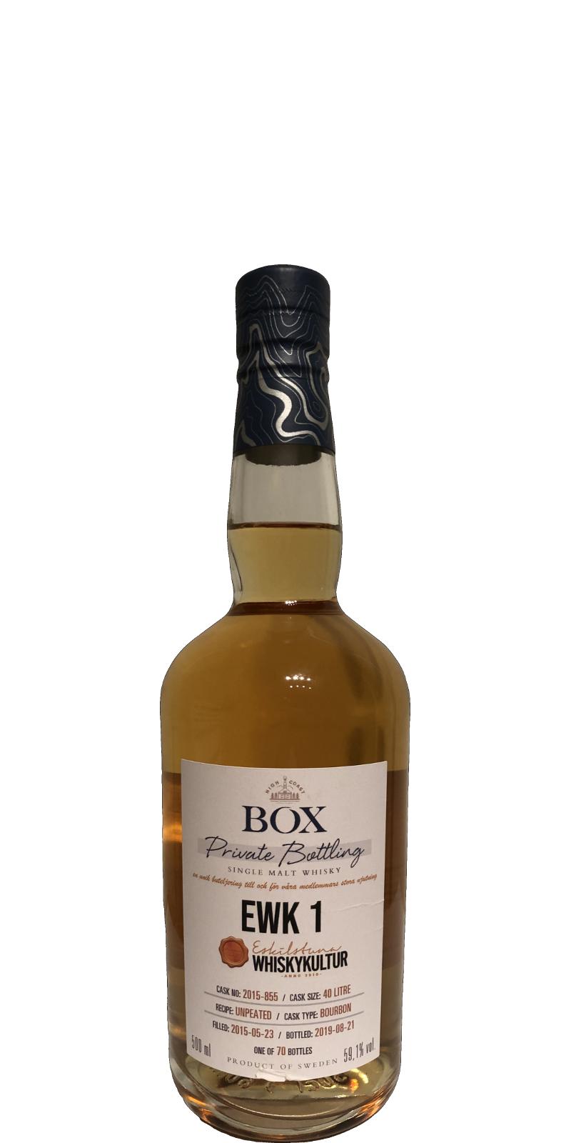Box 2015 EWK 1 Private Bottling Bourbon 2015-855 Eskilstuna Whiskykultur 59.1% 500ml
