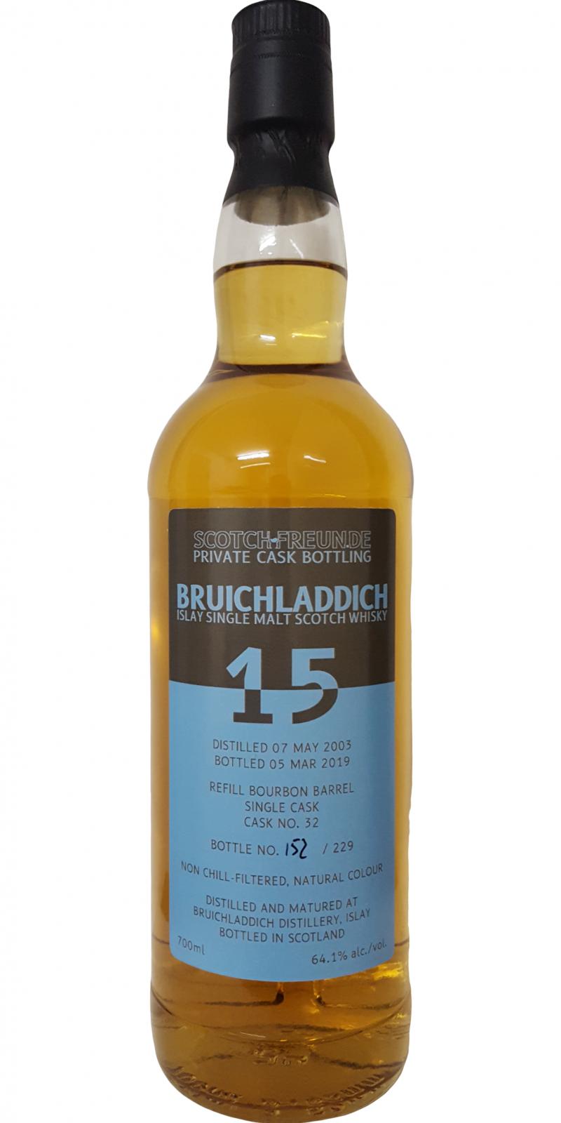 Bruichladdich 2003 Private Cask Bottling Refill Ex-Bourbon Barrel #32 Scotch Freun.de 64.1% 700ml