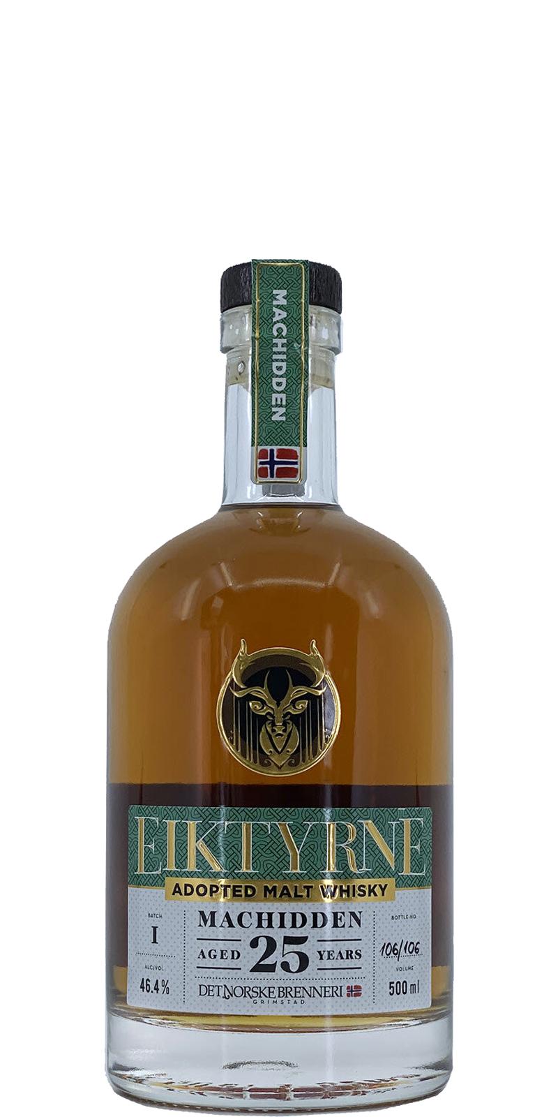Eiktyrne 25yo MacHidden Adopted Malt Whisky Final maturation at Det Norske Brenneri 46.4% 500ml