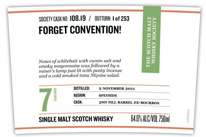 Allt-A-Bhainne 2011 SMWS 108.19 Forget convention 2nd Fill Ex-Bourbon Barrel 64.6% 750ml