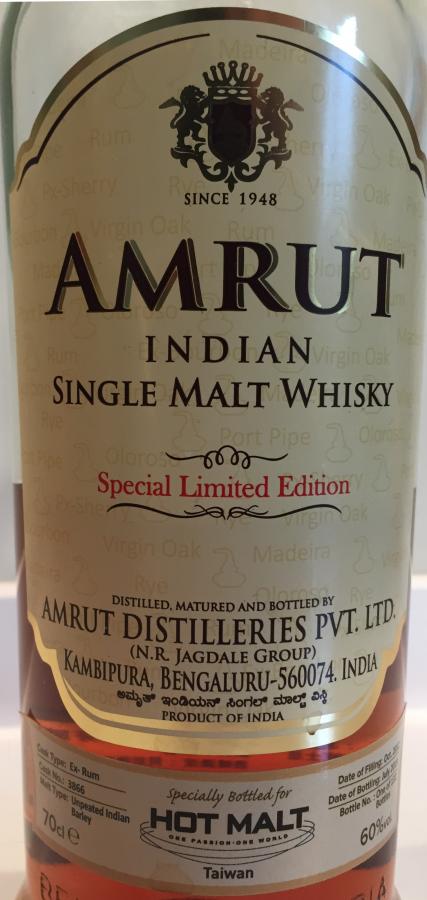 Amrut 2012 Ex-Rum #3866 Hot Malt 60% 700ml