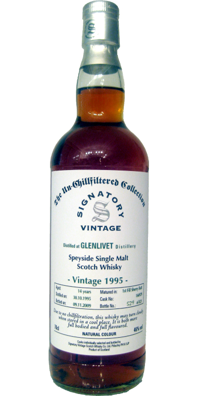 Glenlivet 1995 SV The Un-Chillfiltered Collection 1st Fill Sherry Butt #166929 46% 700ml