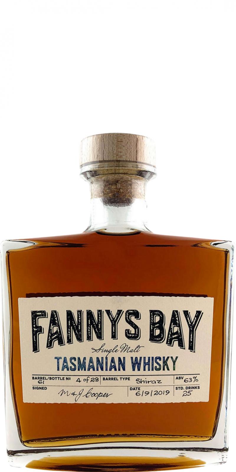 Fannys Bay Tasmanian Whisky Shiraz Cask 61 63% 500ml