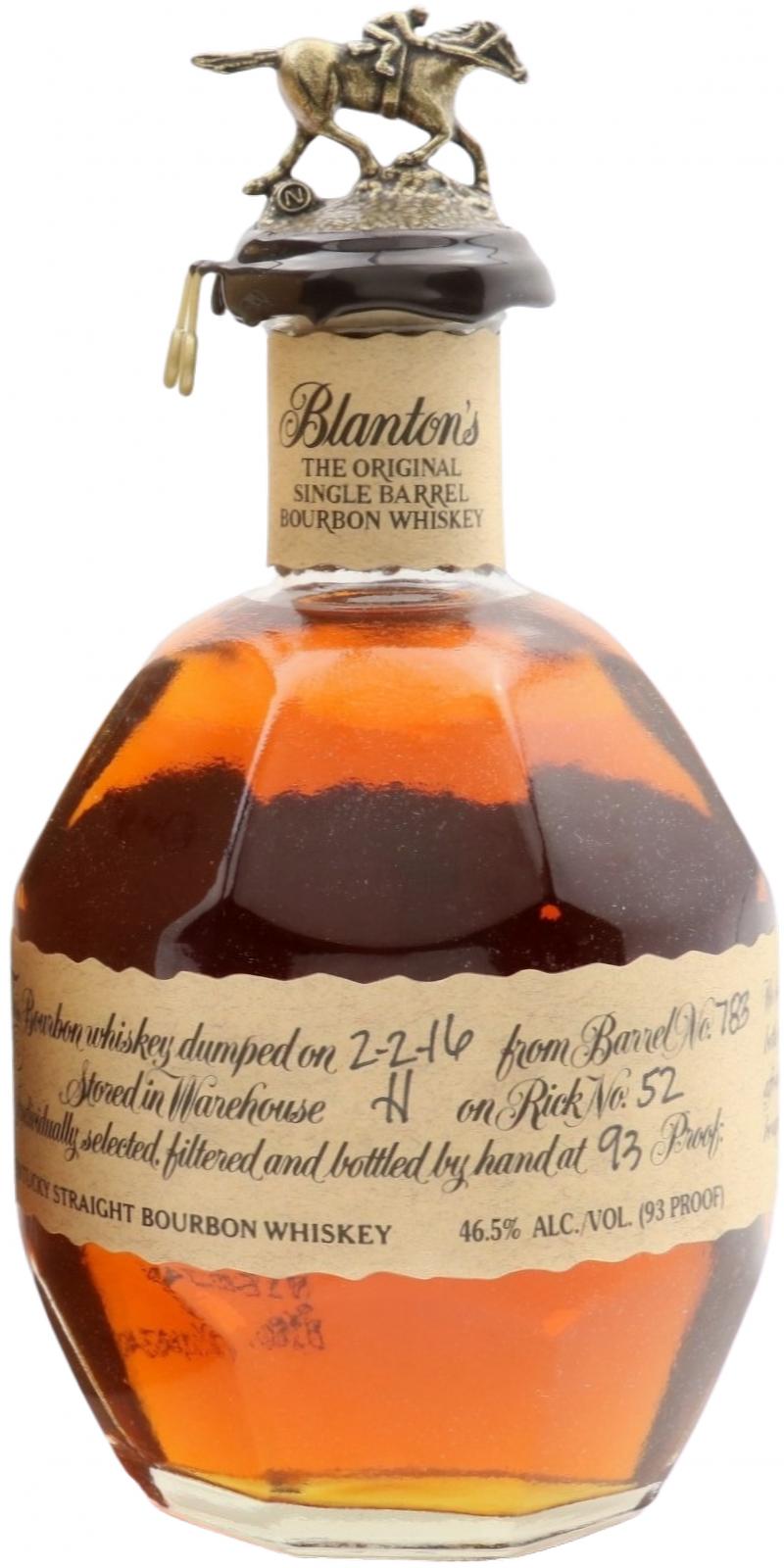 Blanton's The Original Single Barrel Bourbon Whisky #4 Charred American White Oak Barrel 783 46.5% 700ml