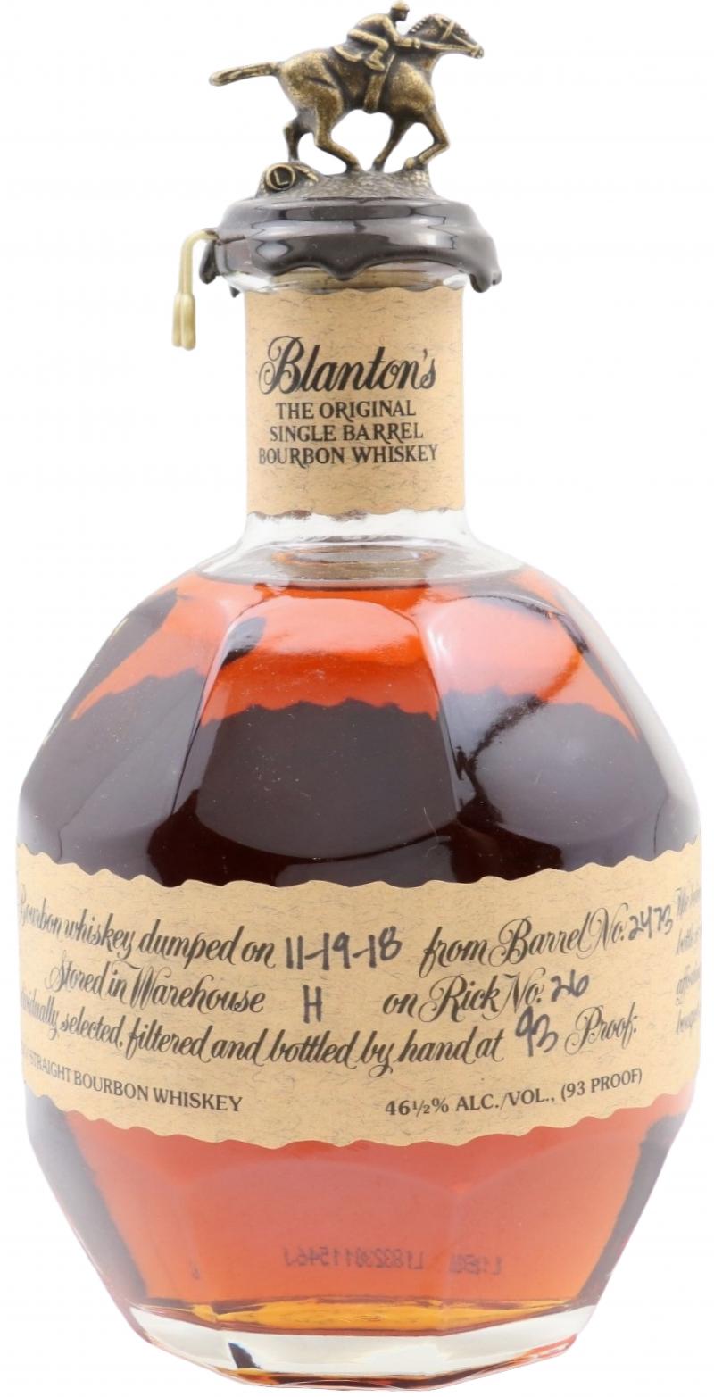 Blanton's The Original Single Barrel Bourbon Whisky #4 Charred American White Oak Barrel 2473 46.5% 750ml