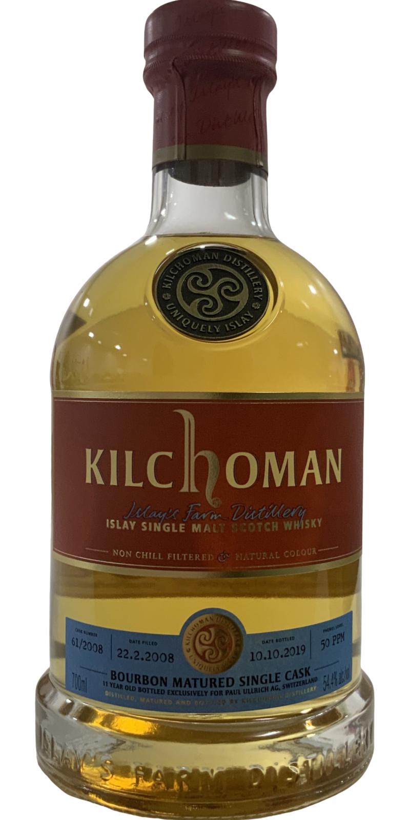 Kilchoman 2008 Single Cask Release Bourbon 61/2008 Paul Ullrich AG Switzerland 54.4% 700ml