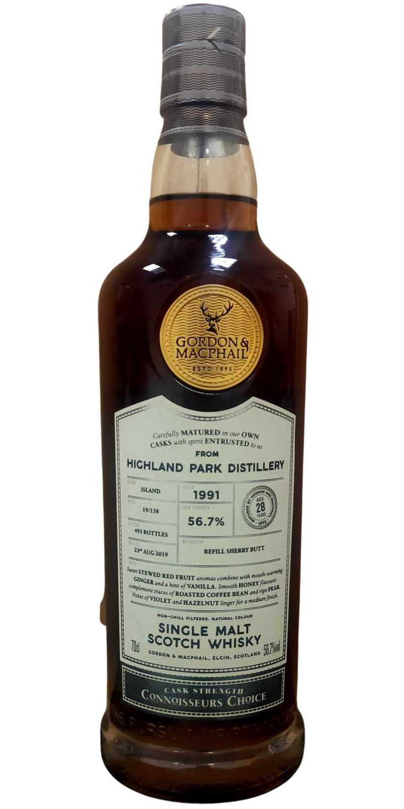 Highland Park 1991 GM Connoisseurs Choice Cask Strength Refill Sherry Butt 4451 56.7% 700ml