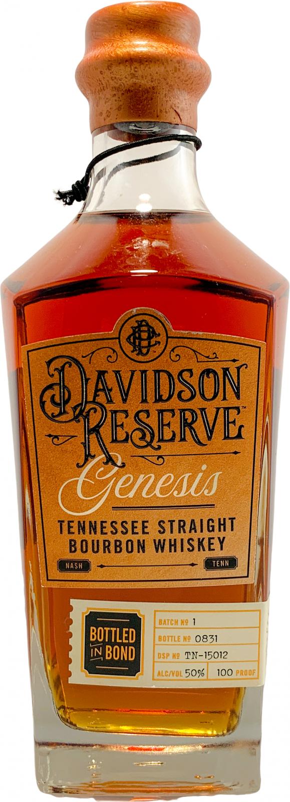 Davidson Reserve Genesis Bottled in Bond TN-15012 50% 750ml