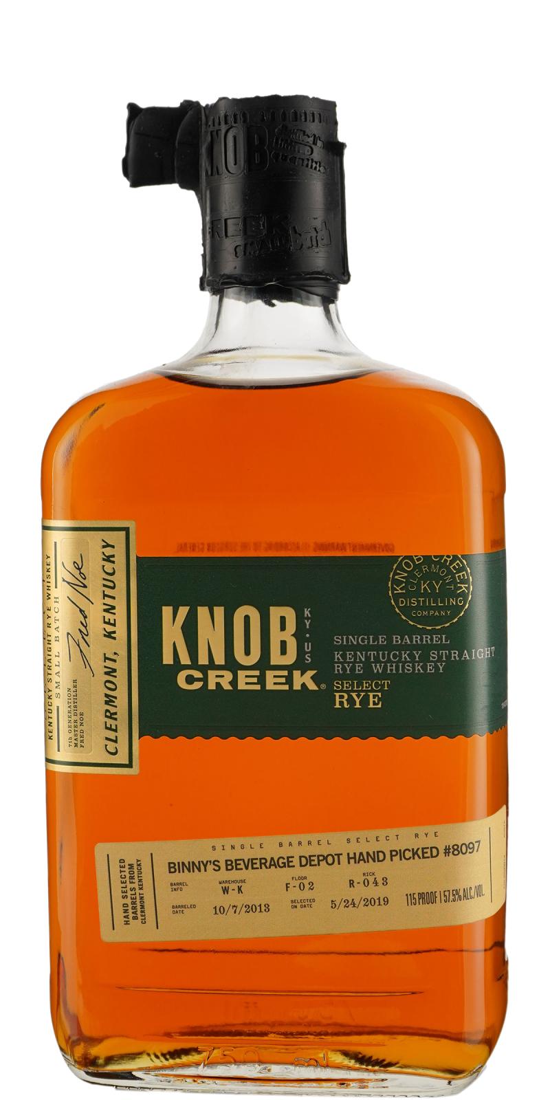 Knob Creek Single Barrel Select Handpicked Single Barrel #8097 Binny's Beverage Depot 57.5% 750ml
