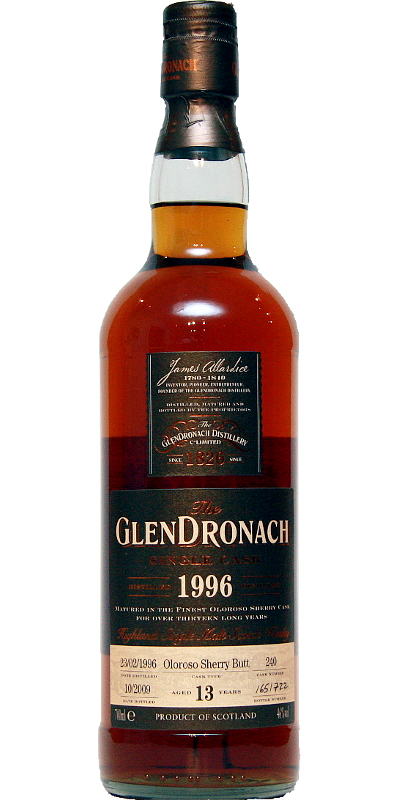 Glendronach 1996 Single Cask Oloroso Sherry Butt #240 Vinens Verden Denmark 46% 700ml