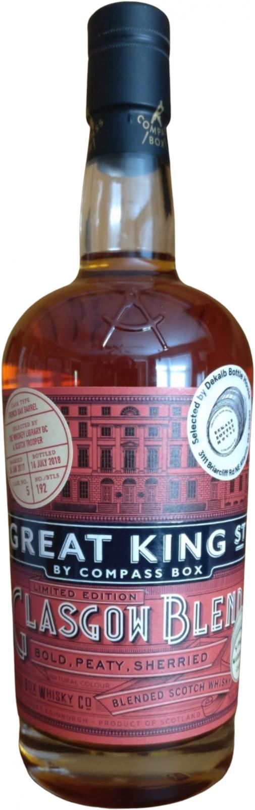 Great King Street Glasgow Blend Single Marrying Cask Limited Edition French oak barrel The Whiskey library & Scotch Trooper 49% 750ml