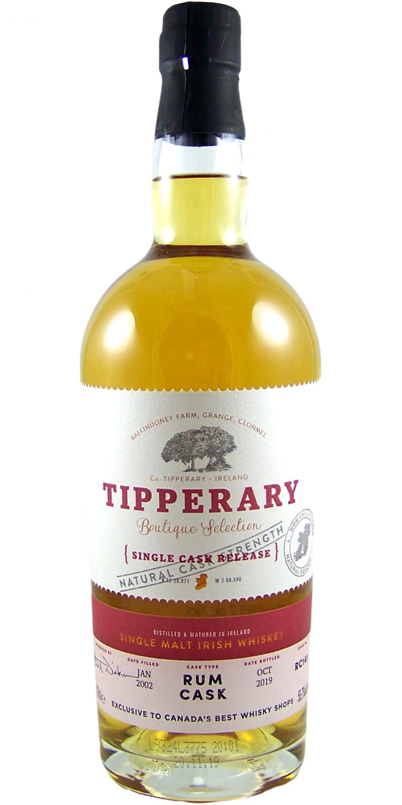 Tipperary 2002 Single Cask Release RC141 Canada's Best Whisky Shops 55.7% 700ml