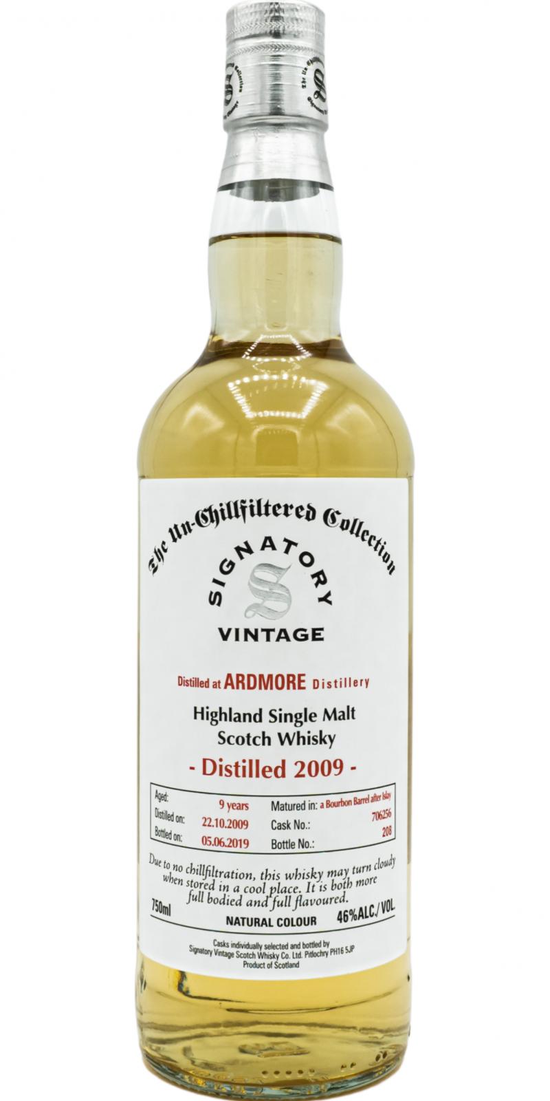 Ardmore 2009 SV The Un-Chillfiltered Collection Ex-Islay Bourbon Barrel #706256 46% 750ml