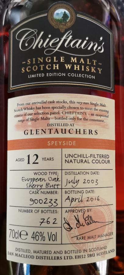 Glentauchers 2003 IM European Oak Sherry Butt #900233 46% 700ml