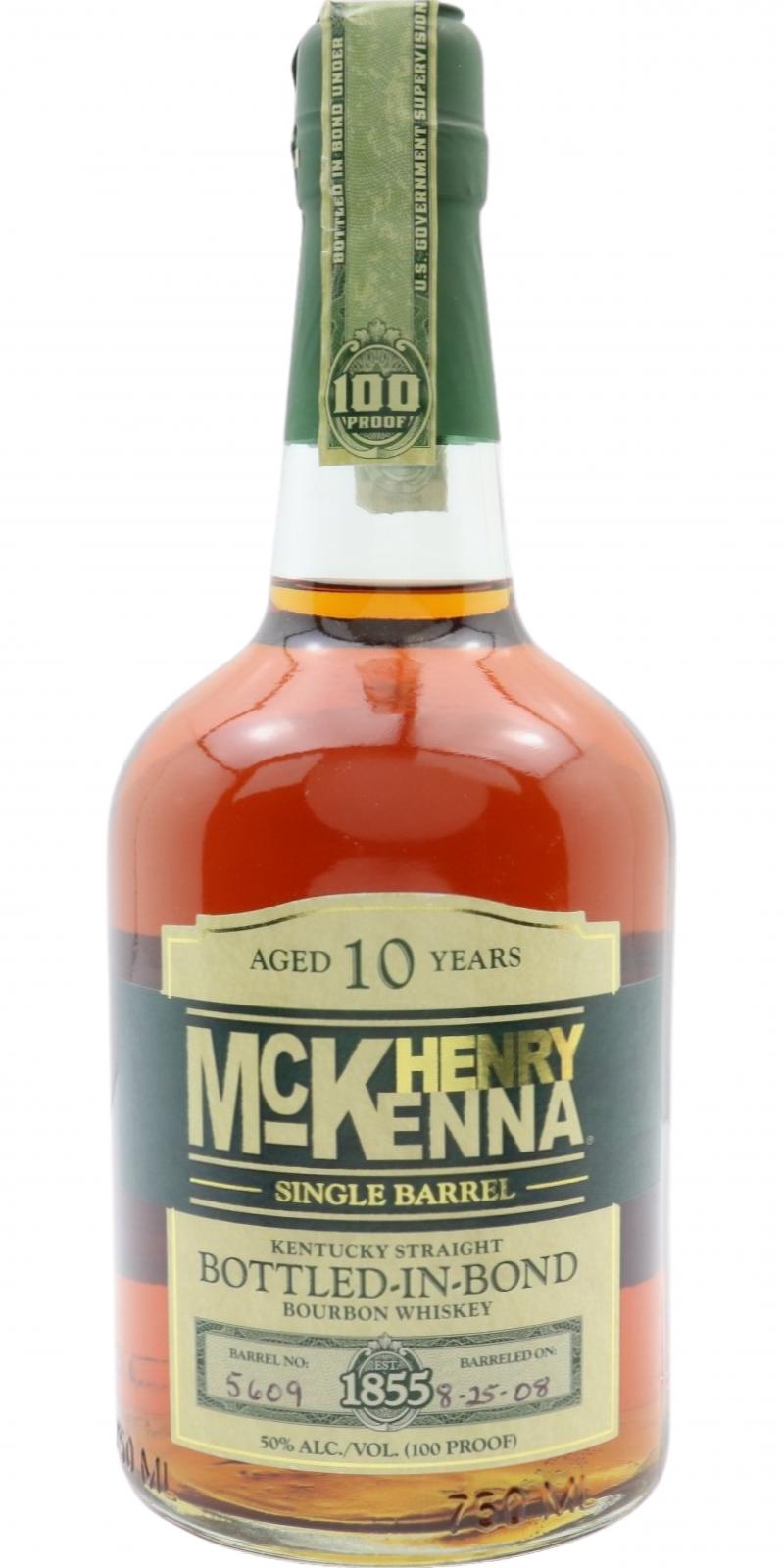Henry McKenna 10yo Single Barrel Bottled in Bond Charred White Oak Barrel 5609 50% 750ml
