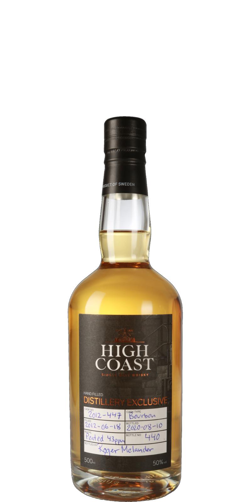 High Coast 2012 Distillery Exclusive Hand Filled Bourbon Peated 43 ppm 2012-447 50% 500ml