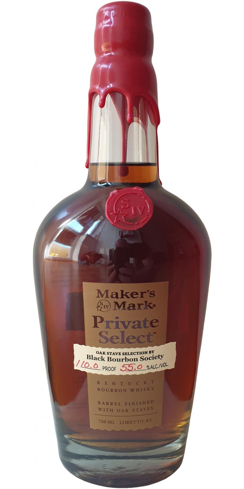 Maker's Mark Private Select Oak Finishing Staves Black Bourbon Society 55% 750ml