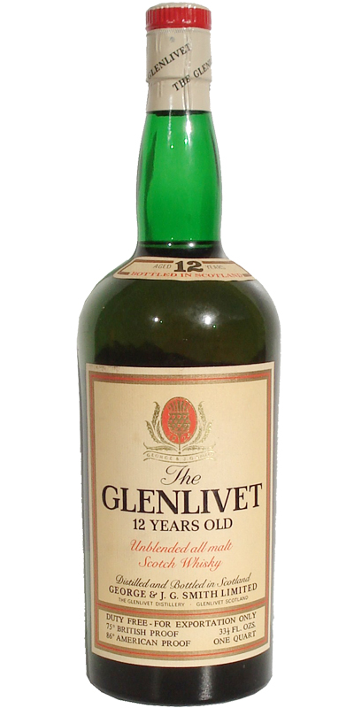 Glenlivet 12yo Unblended all malt Duty Free 43% 1000ml
