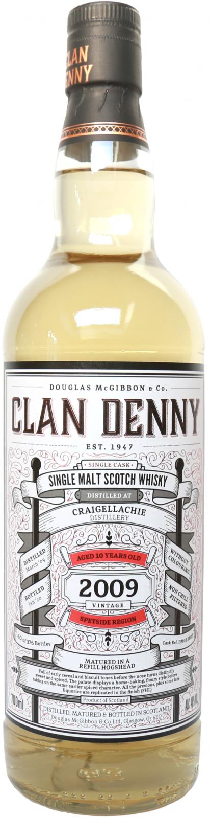 Craigellachie 2009 McG Clan Denny Refill Hogshead DMG 13803 48% 700ml