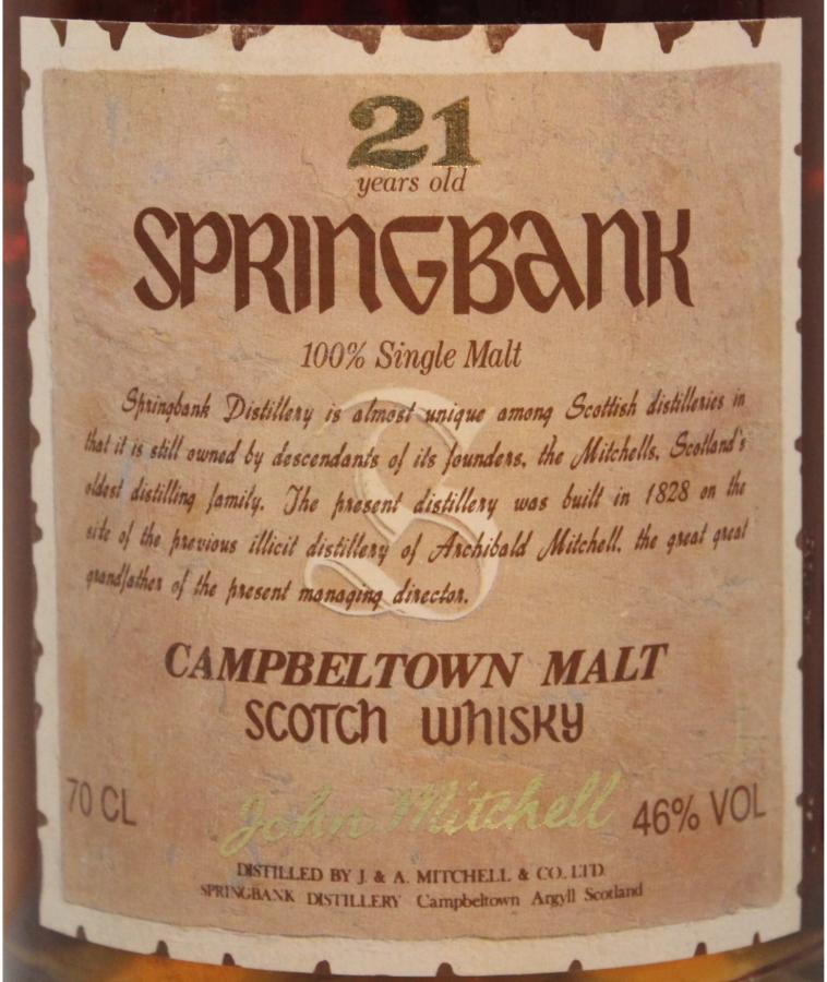 Springbank 21-year-old John Mitchell - Ratings and reviews - Whiskybase