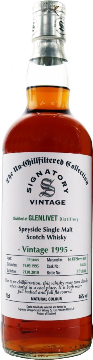 Glenlivet 1995 SV The Un-Chillfiltered Collection 1st fill Sherry Butt #144353 46% 700ml