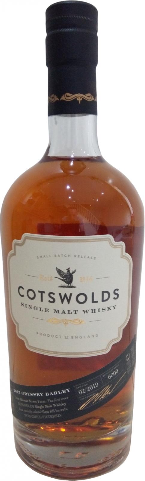 Cotswolds Distillery 2015 Odyssey Barley Batch 02/2019 46% 700ml