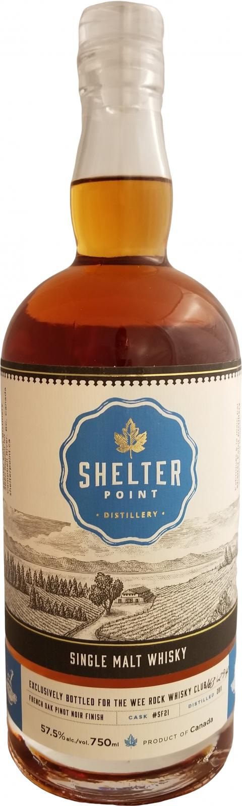 Shelter Point 2011 Single Malt Whisky French Oak Pinot Noir Finish SF21 The Wee Rock Whisky Club 57.5% 750ml