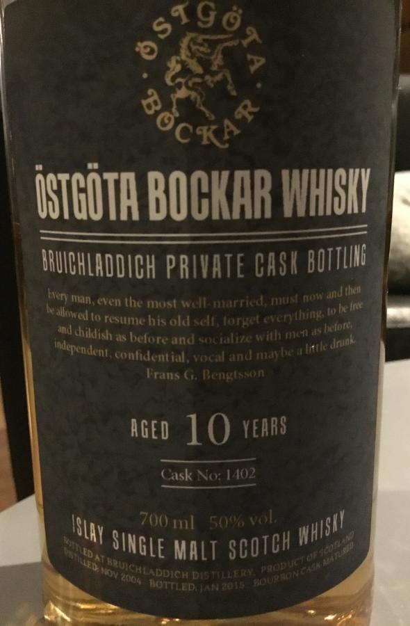 Bruichladdich 2004 Private Cask Bottling Bourbon Cask 1402 Ostgota Bockar 50% 700ml