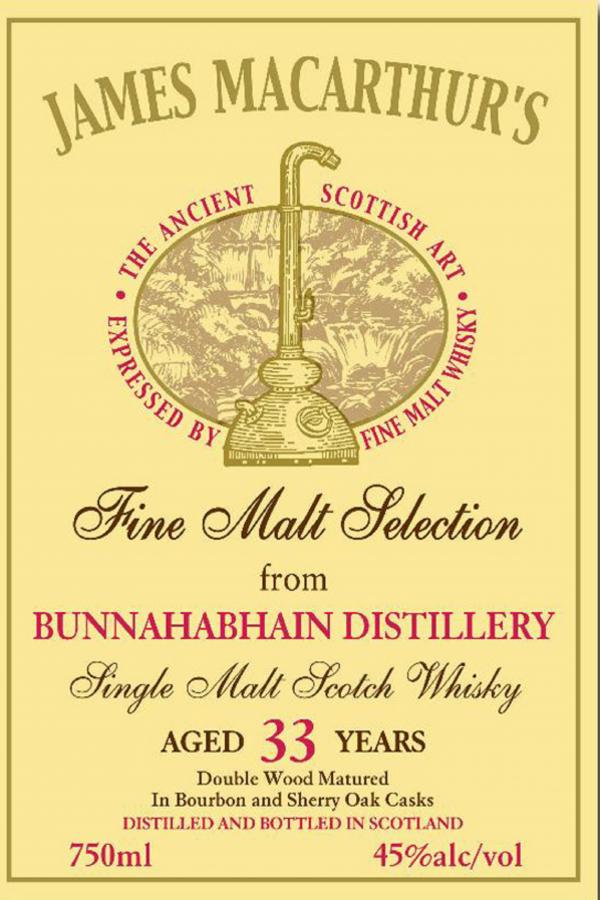 Bunnahabhain 33yo JM Fine Malt Selection Double wood matured 45% 750ml