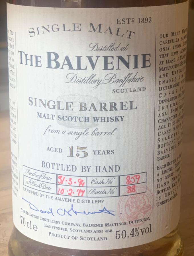 Balvenie 15yo Single Barrel 859 50.4% 700ml