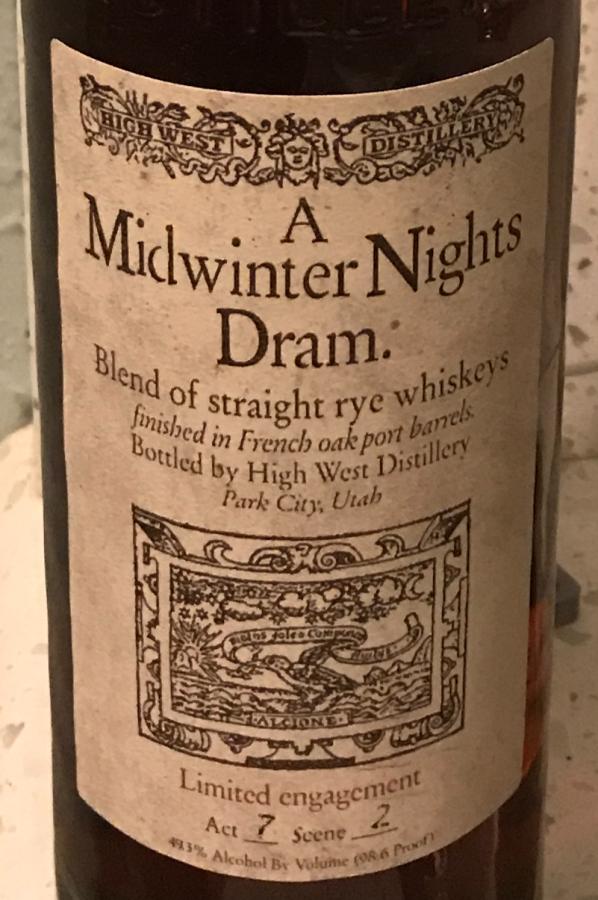 High West A Midwinter Nights Dram Ratings and reviews Whiskybase
