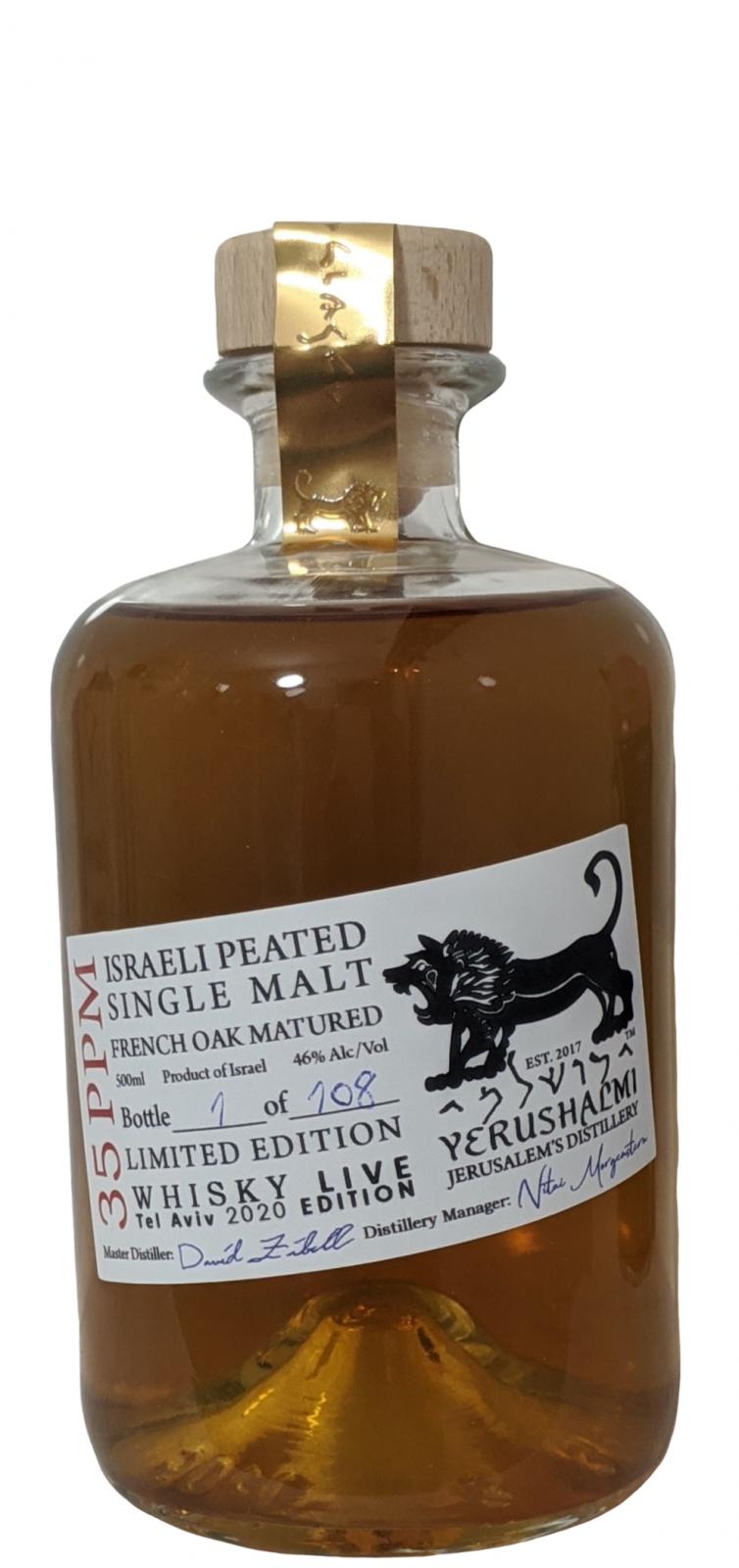 Yerushalmi Peated Single Malt Whisky Live Tel Aviv 2020 Edition French Oak 46% 500ml