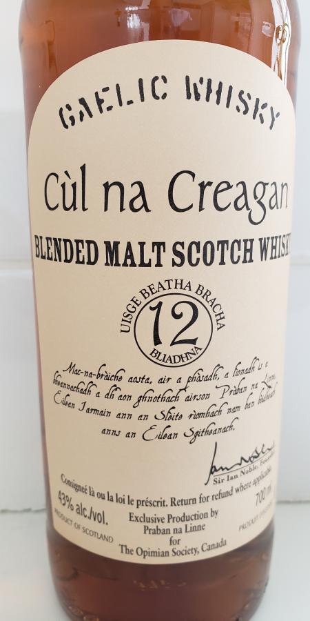 Cùl na Creagan 12-year-old - Ratings and reviews - Whiskybase