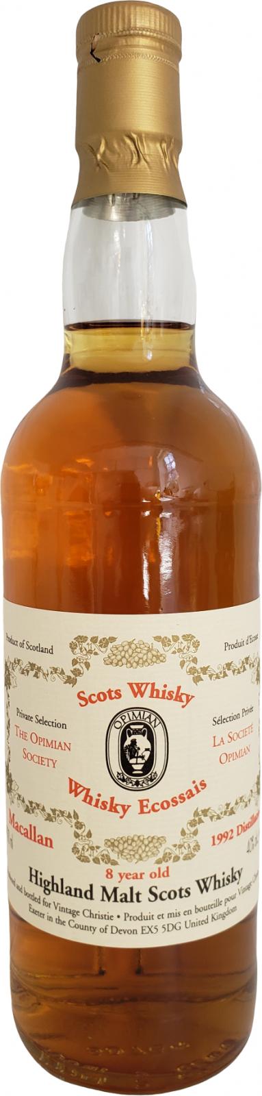 Macallan 1992 UD Private Selection The Opimian Society Vintage Christie 40% 700ml