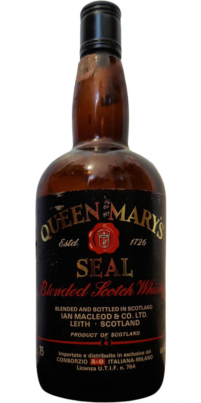 Queen Mary's Seal 5yo Blended Scotch Whisky Consorzio A&O Italiana Milano 43% 750ml