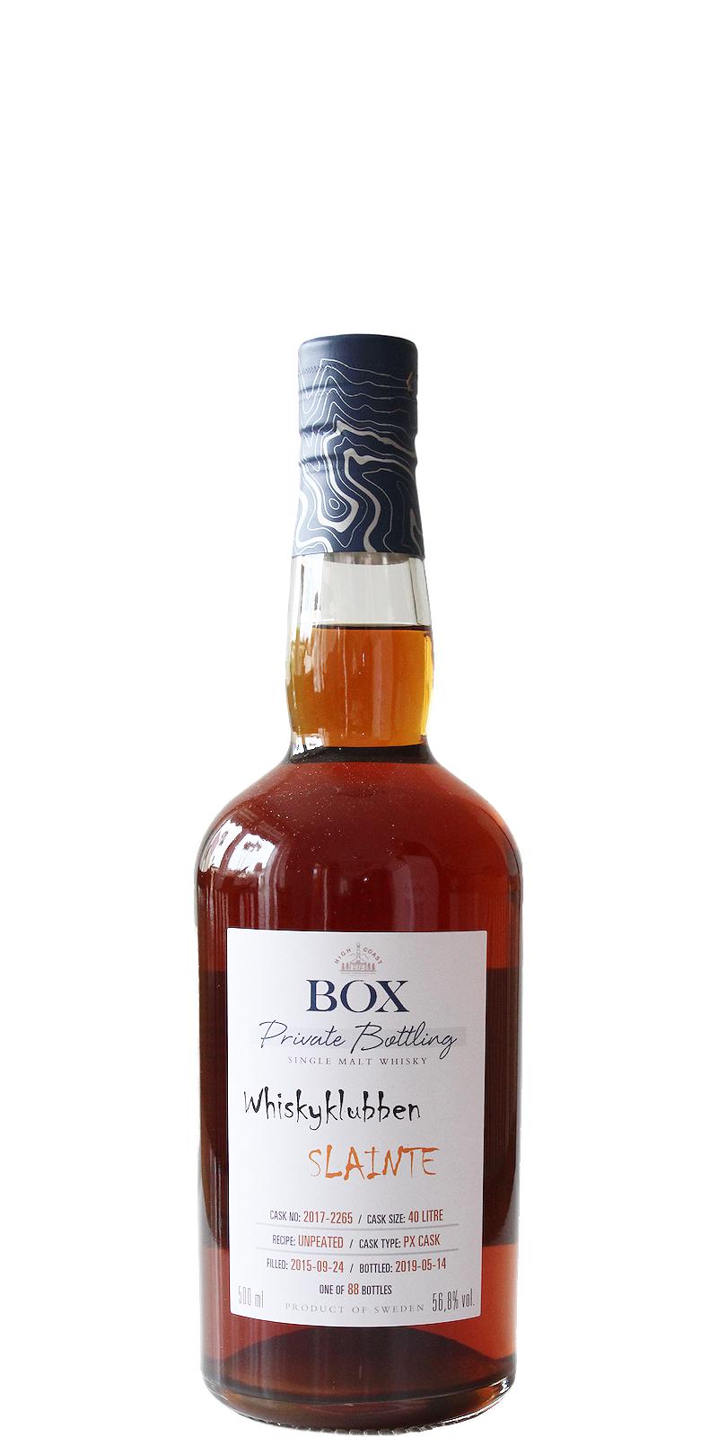 Box 2015 WSla Whiskyklubben Slainte PX 2017-2265 56.8% 500ml