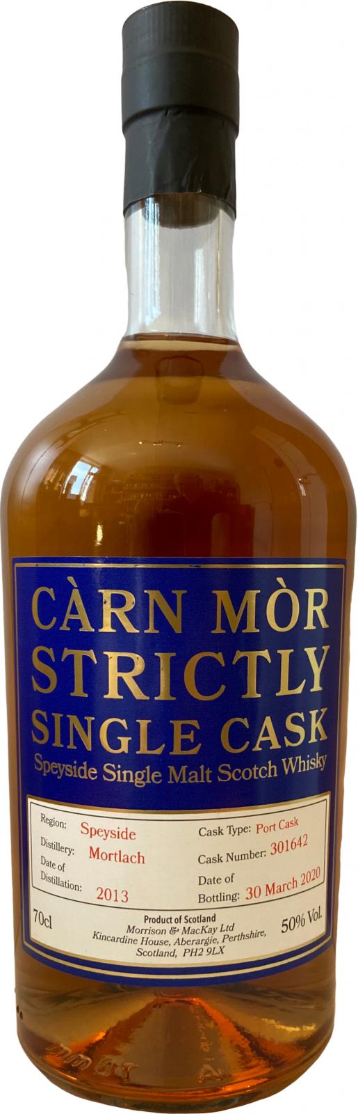 Mortlach 2013 MMcK Carn Mor Strictly Single Cask #301642 50% 700ml