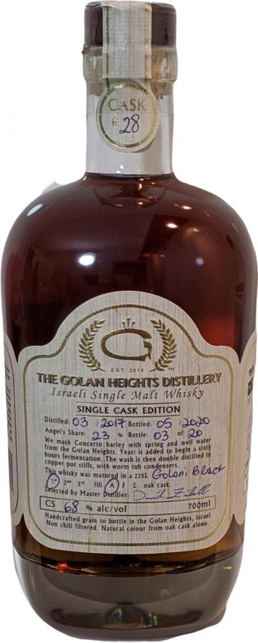 The Golan Heights Distillery 2017 Single Cask Edition 1st Fill Golani Black 28 (part) 68% 700ml